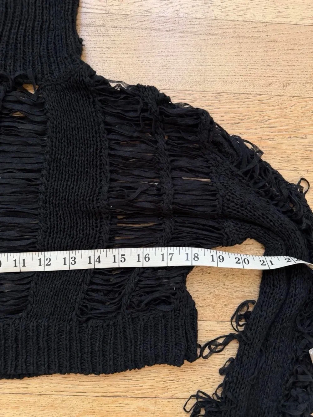 Black Distressed Cropped Turtleneck Sweater - Women